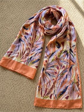 Echo Scarf with Orange and Purple Abstract Design